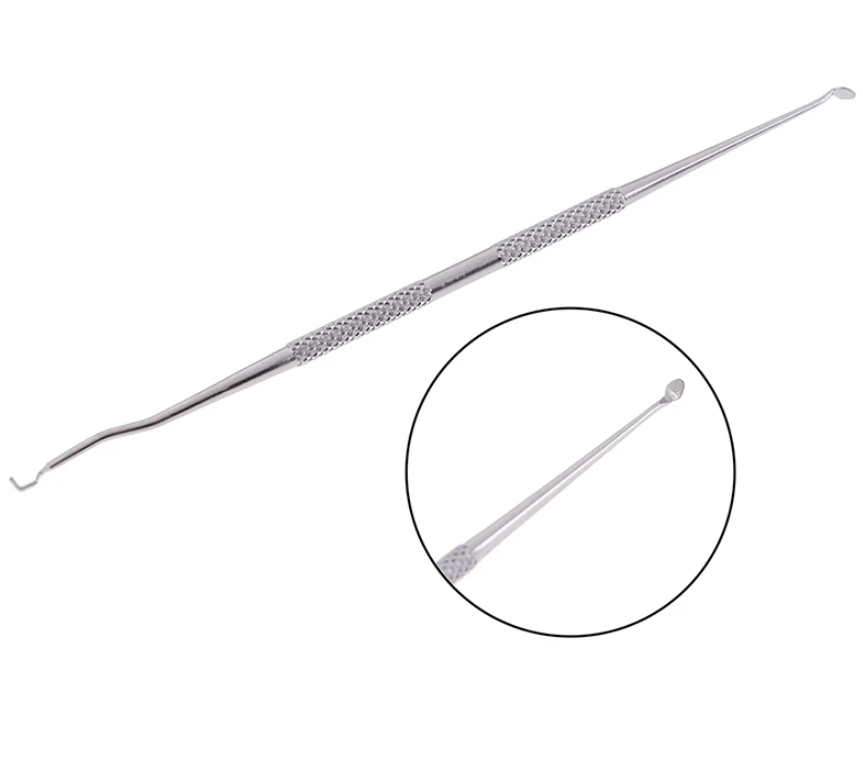 Шпатель металлический двухсторонний для переноса личинок (нержавейка)