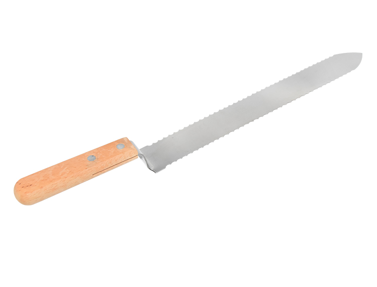 Нож пасечный с зубчатой заточкой и деревянной ручкой 280 мм (нерж)